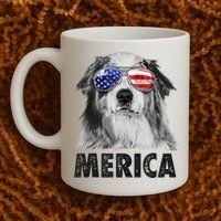 Aussie Australian Shepherd 4th Of July Merica American Flag Coffee Mug thumb 2