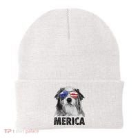 Aussie Australian Shepherd 4th Of July Merica American Flag Beanie thumb 0