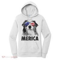 Aussie Australian Shepherd 4th Of July Merica American Flag Women's Hoodie thumb 0