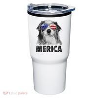Aussie Australian Shepherd 4th Of July Merica American Flag Tumbler thumb 0