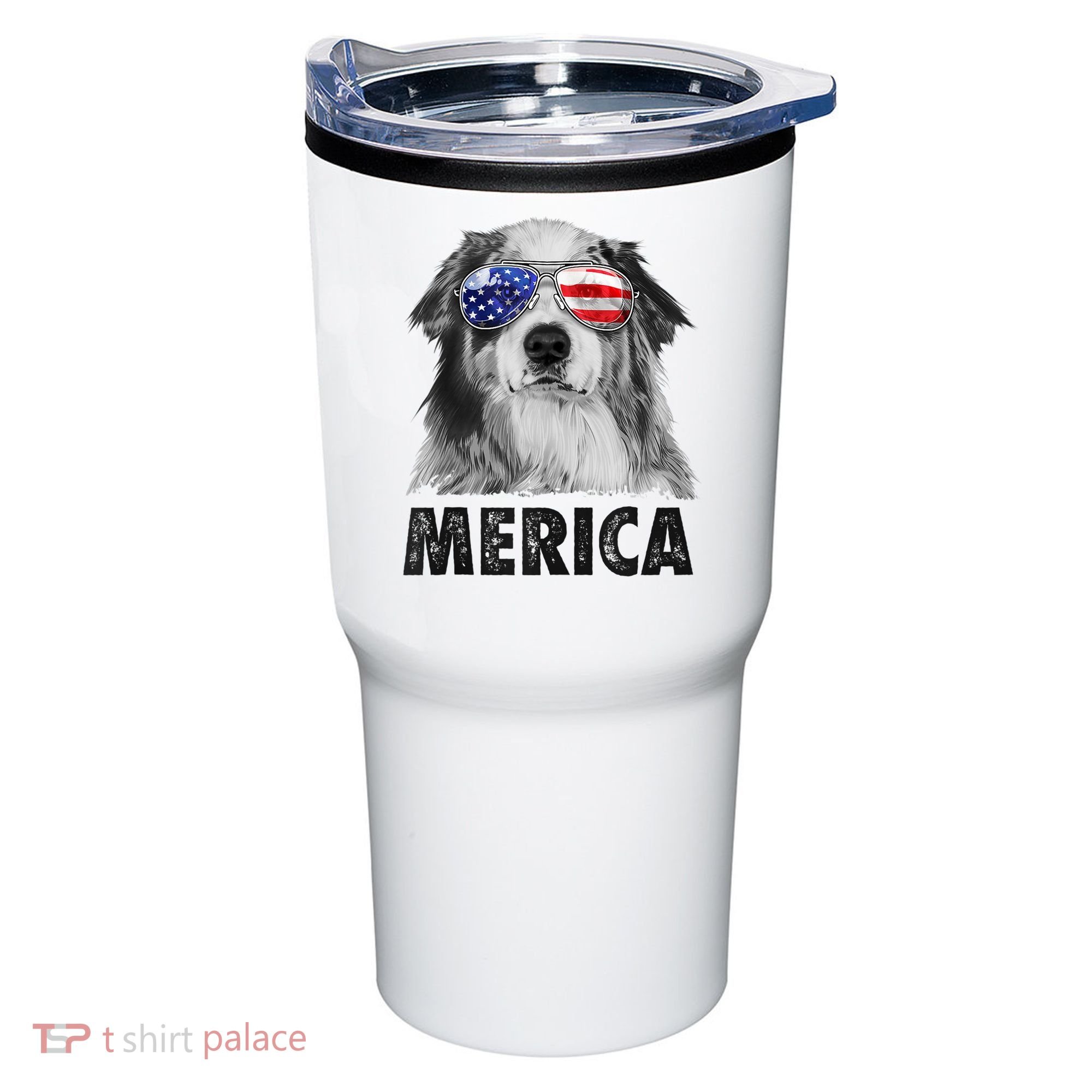 Aussie Australian Shepherd 4th Of July Merica American Flag Tumbler