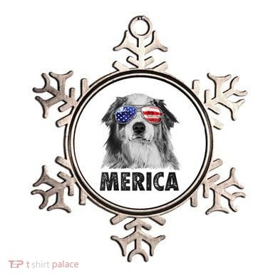 Aussie Australian Shepherd 4th Of July Merica American Flag Ornament