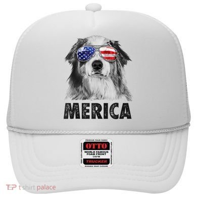 Aussie Australian Shepherd 4th Of July Merica American Flag Hat