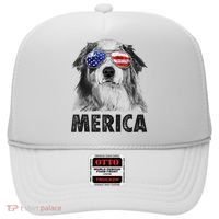 Aussie Australian Shepherd 4th Of July Merica American Flag Hat thumb 0