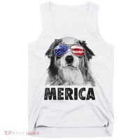 Aussie Australian Shepherd 4th Of July Merica American Flag Tank Top thumb 0