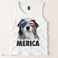 Aussie Australian Shepherd 4th Of July Merica American Flag Tank Top thumb 2