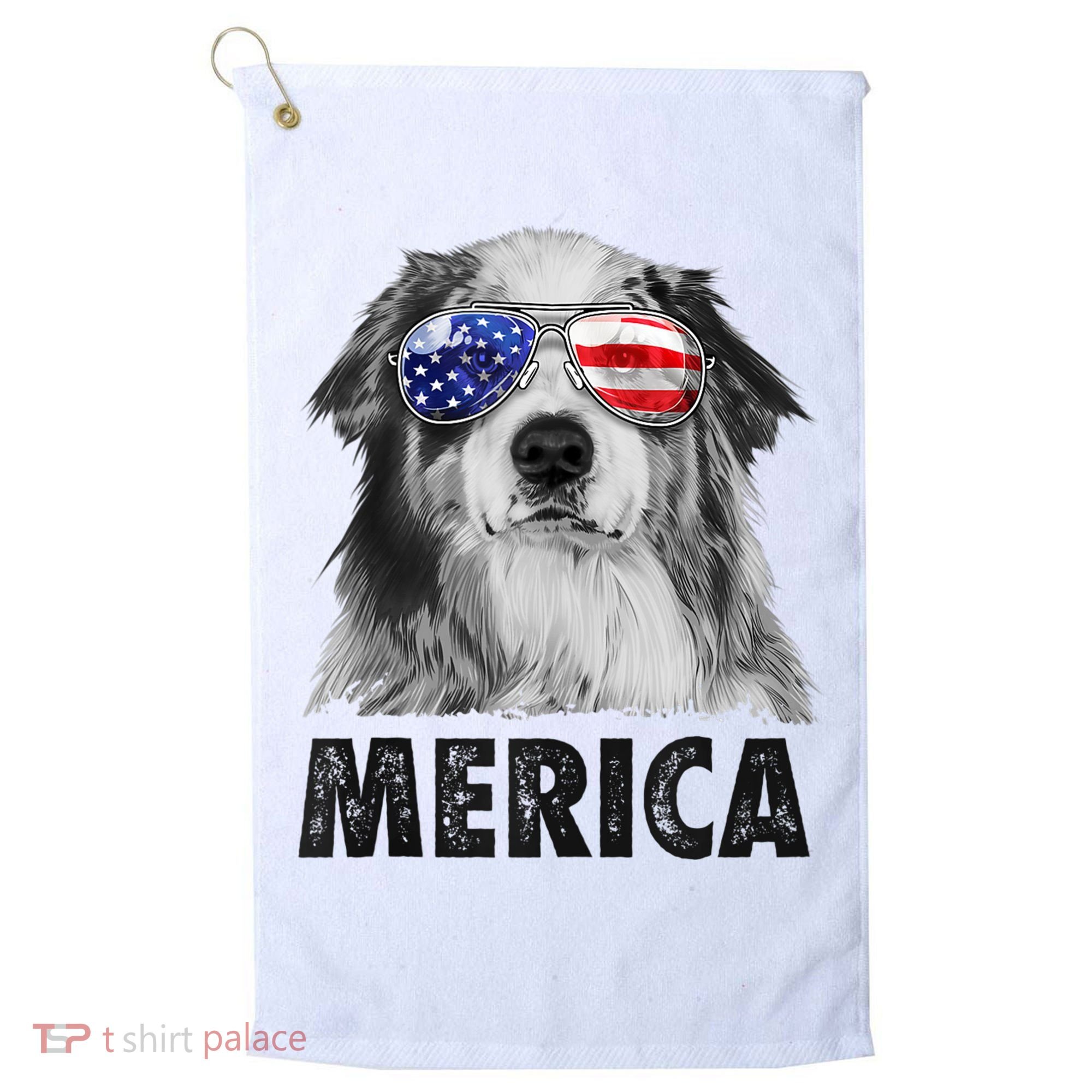 Aussie Australian Shepherd 4th Of July Merica American Flag Golf Towel