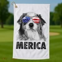 Aussie Australian Shepherd 4th Of July Merica American Flag Golf Towel thumb 1