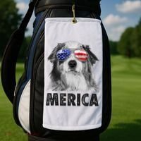 Aussie Australian Shepherd 4th Of July Merica American Flag Golf Towel thumb 2