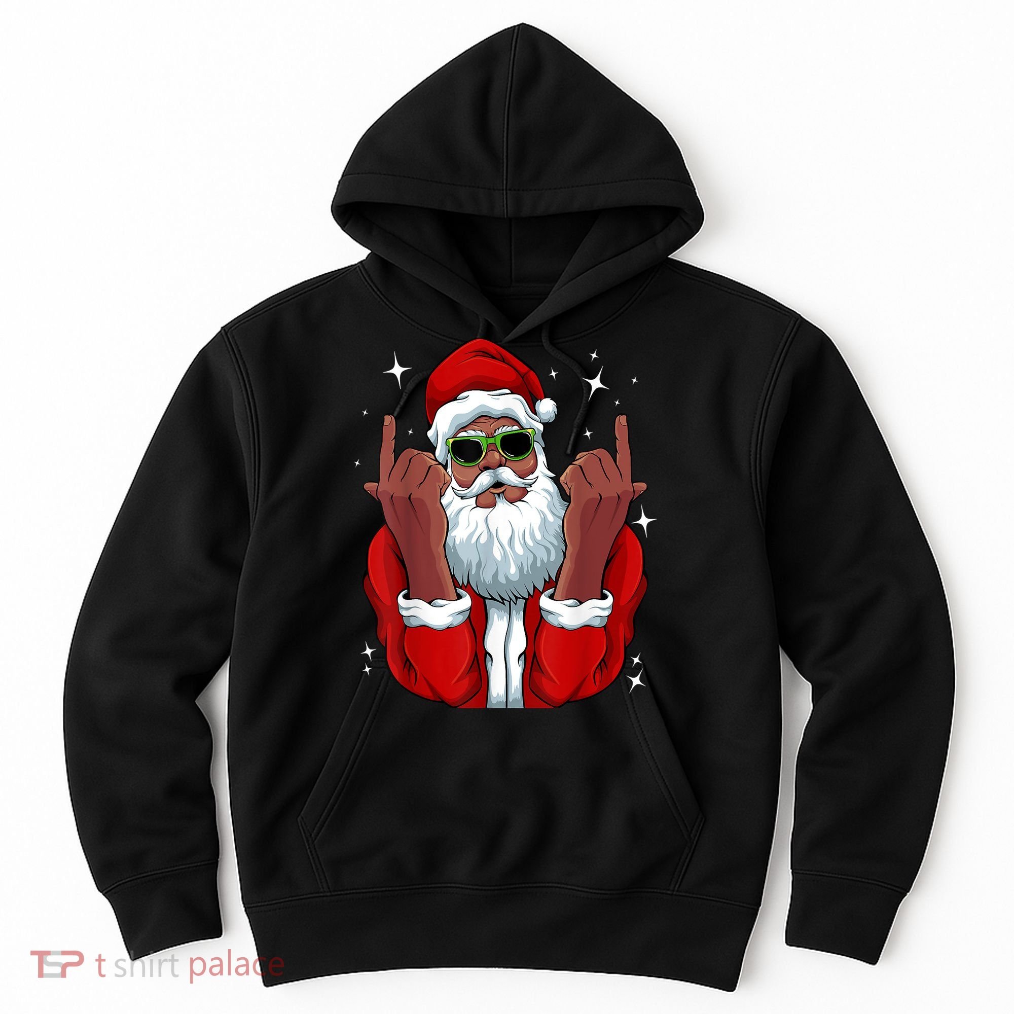 African American Santa Christmas Pajama Cool Black XMas Hoodie