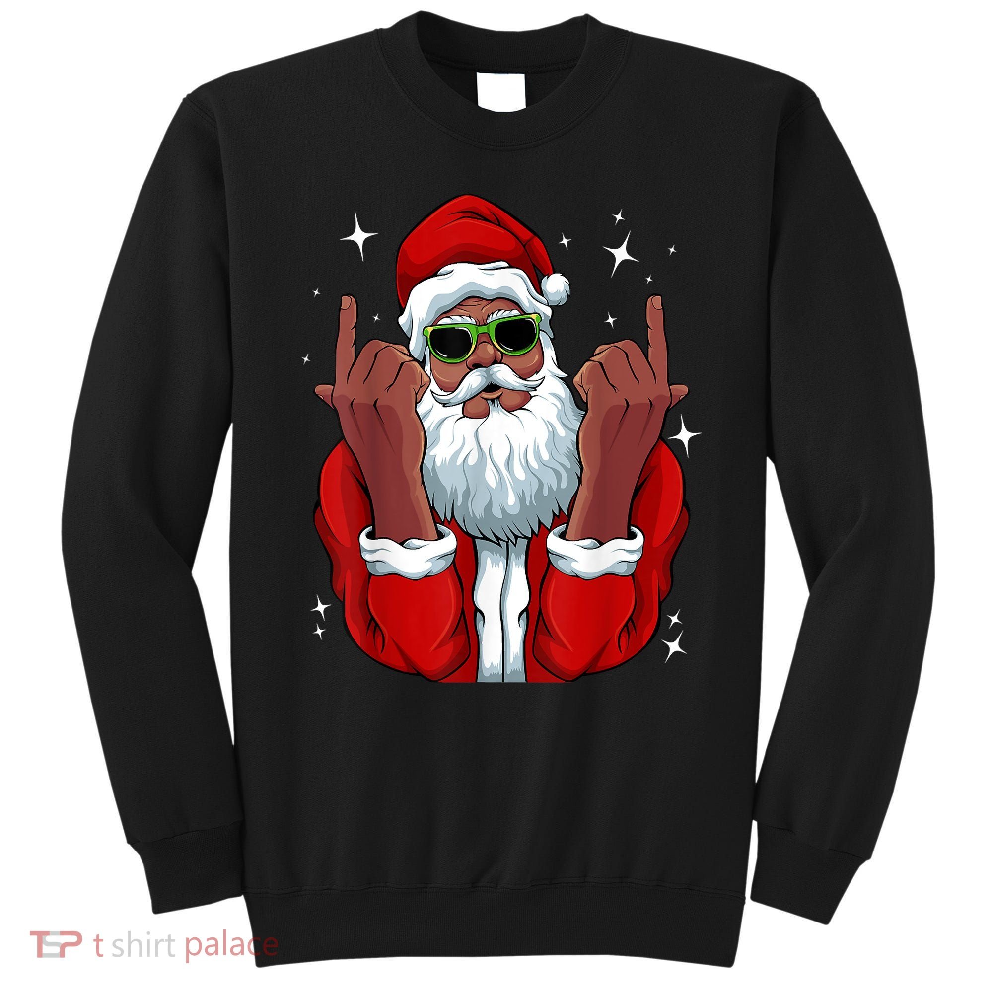 African American Santa Christmas Pajama Cool Black XMas Sweatshirt