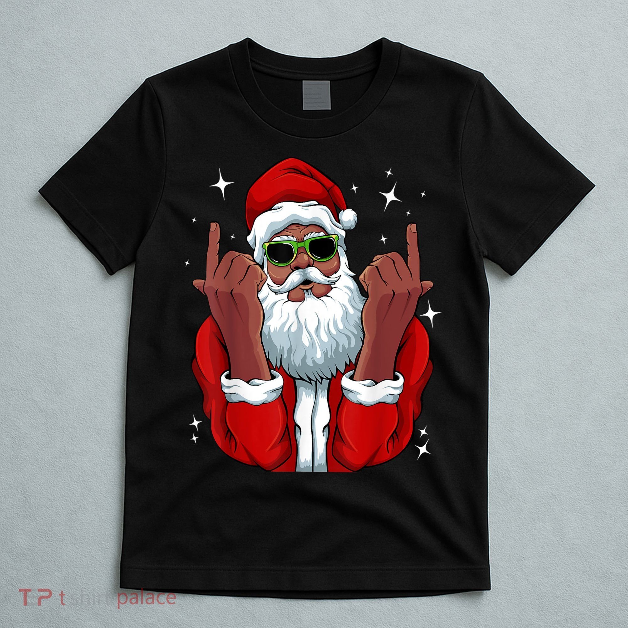African American Santa Christmas Pajama Cool Black XMas T-Shirt