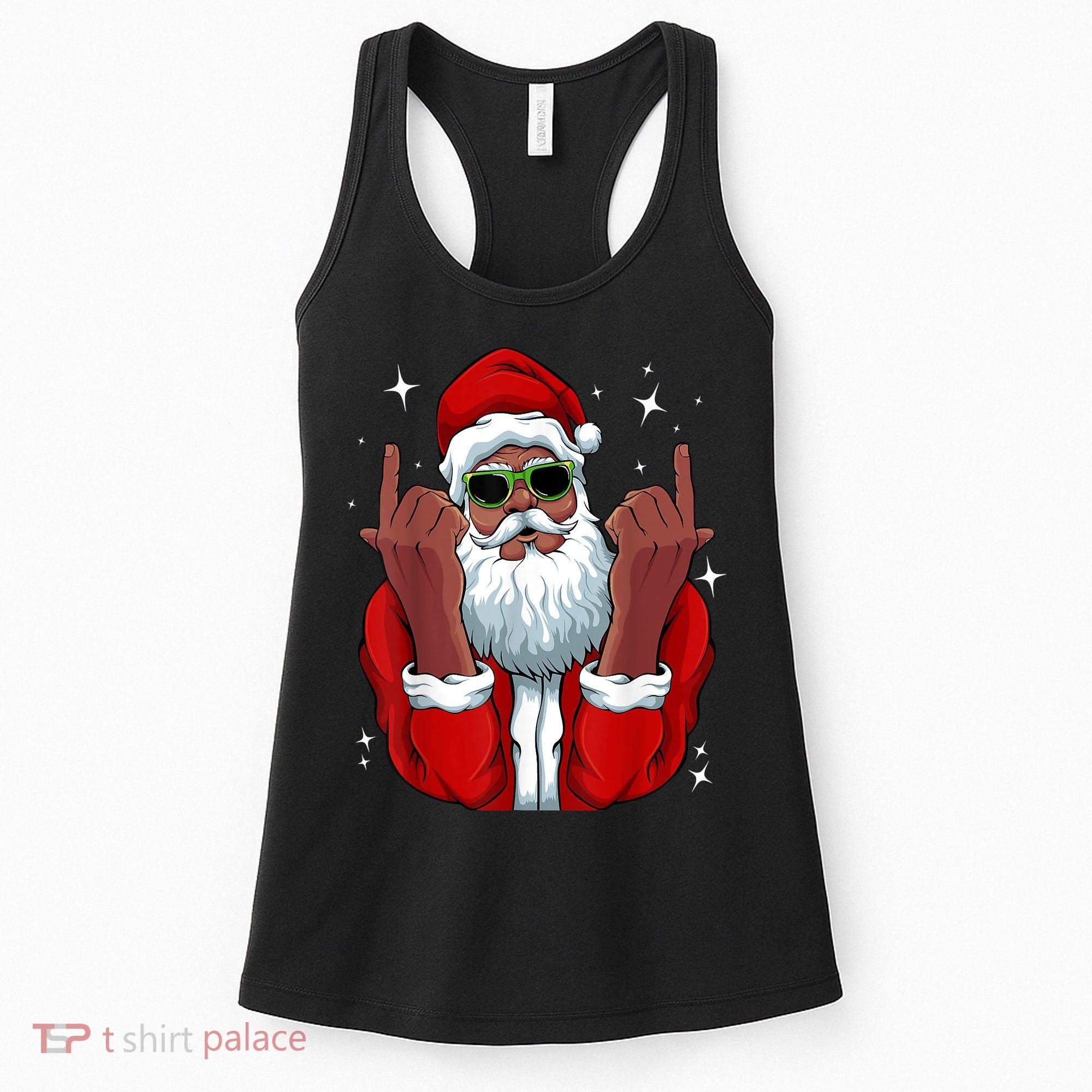 African American Santa Christmas Pajama Cool Black XMas Women's Tank Top