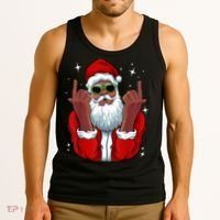 African American Santa Christmas Pajama Cool Black XMas Tank Top thumb 3