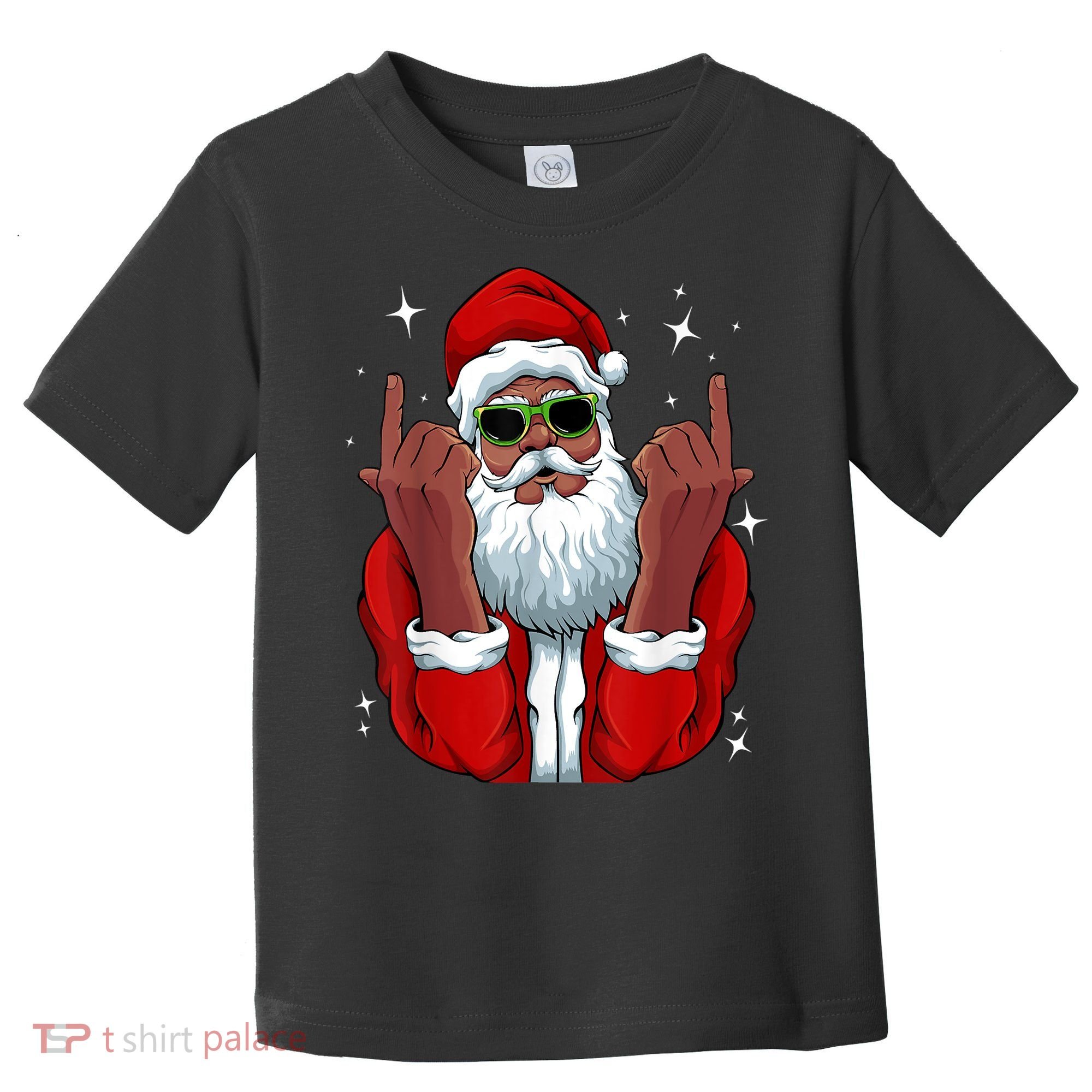 African American Santa Christmas Pajama Cool Black XMas Toddler T-Shirt