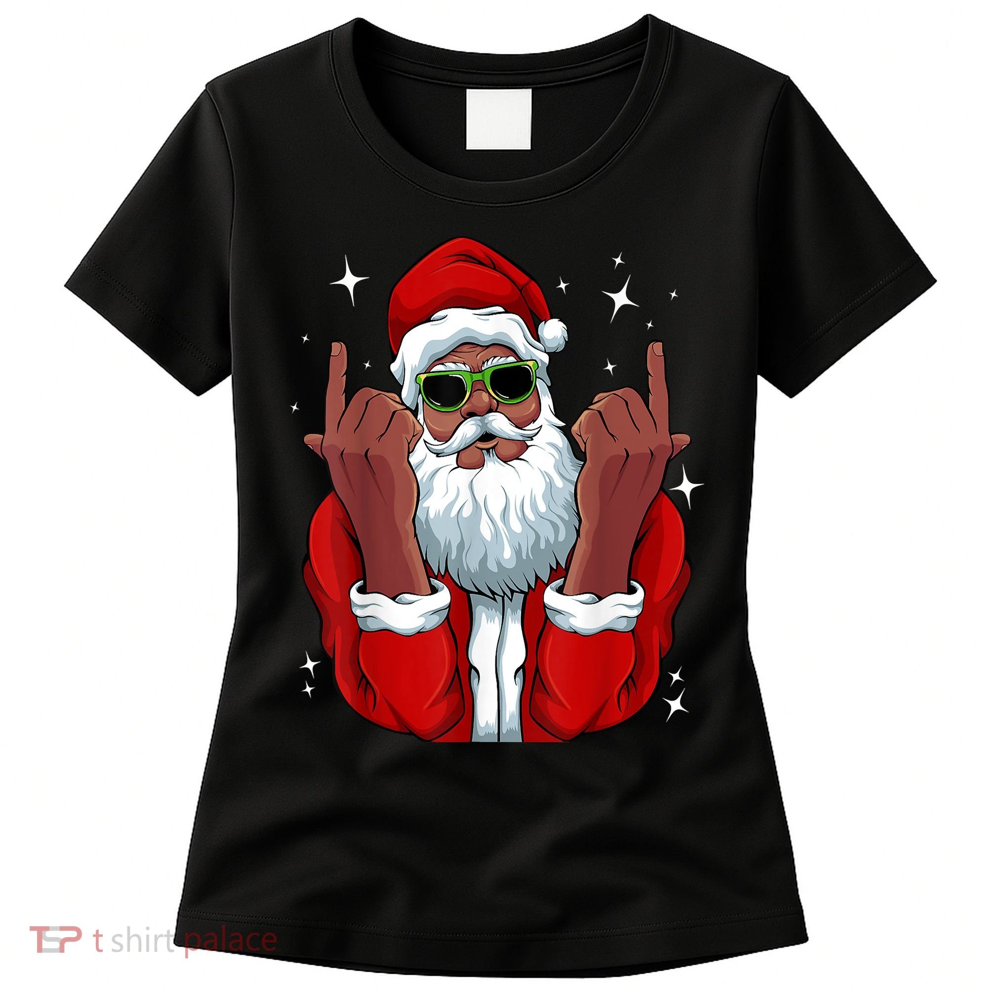 African American Santa Christmas Pajama Cool Black XMas Women's T-Shirt