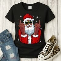 African American Santa Christmas Pajama Cool Black XMas Women's T-Shirt thumb 3