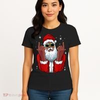 African American Santa Christmas Pajama Cool Black XMas Women's T-Shirt thumb 4