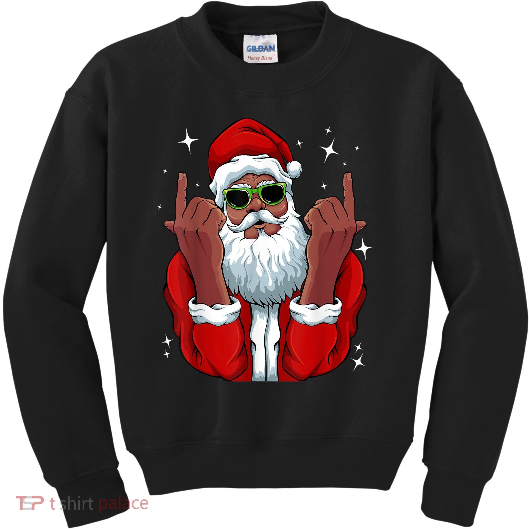 African American Santa Christmas Pajama Cool Black XMas Kids Sweatshirt
