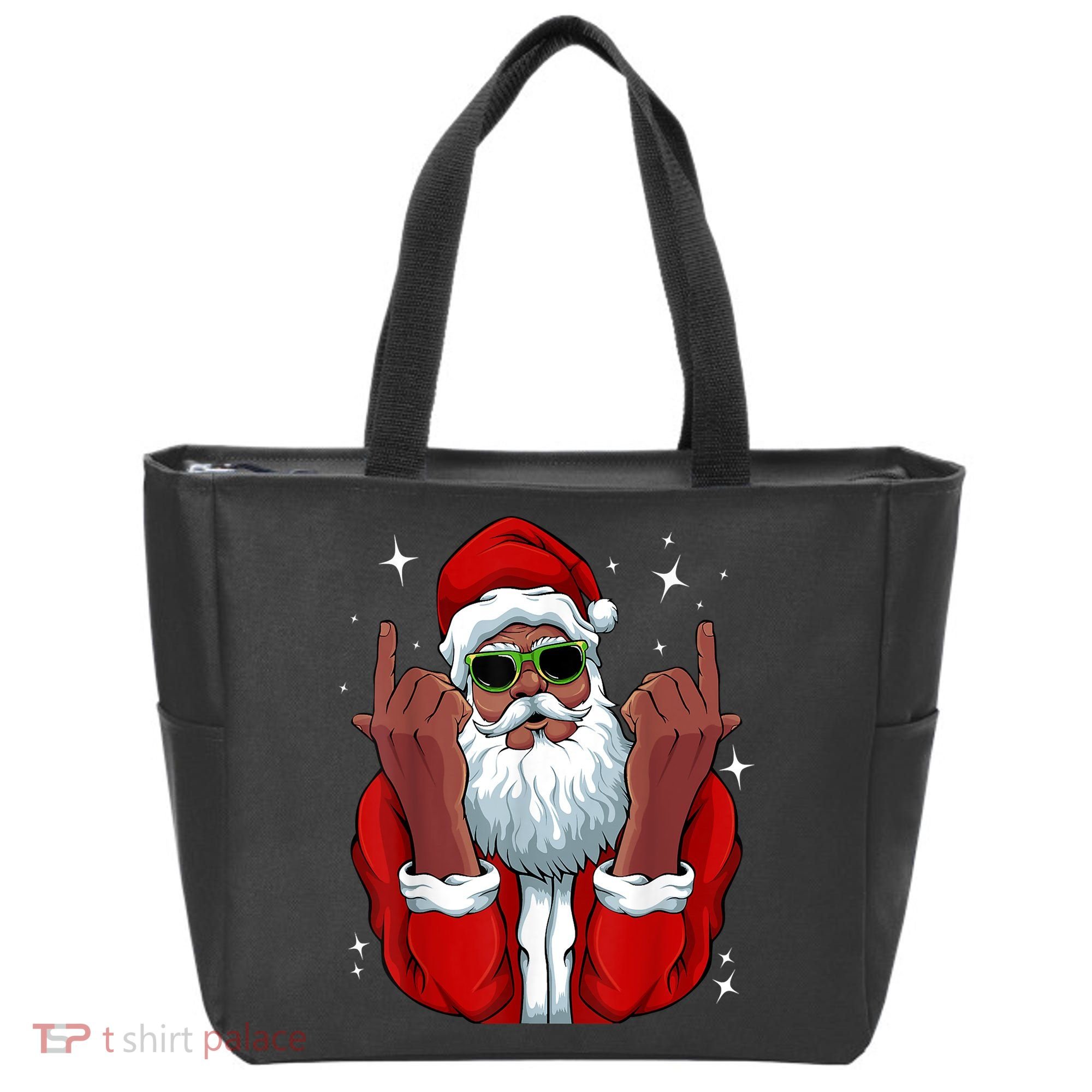 African American Santa Christmas Pajama Cool Black XMas Tote Bag