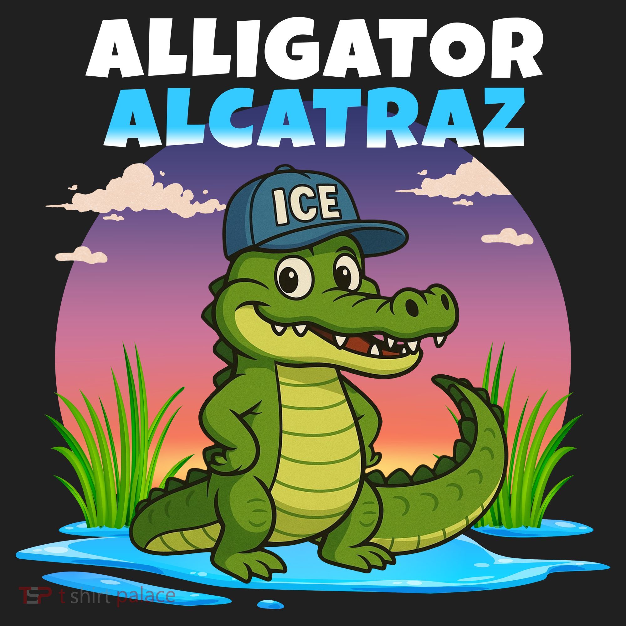 Alligator Alcatraz Sunset Plastic Christmas Ball Ornament