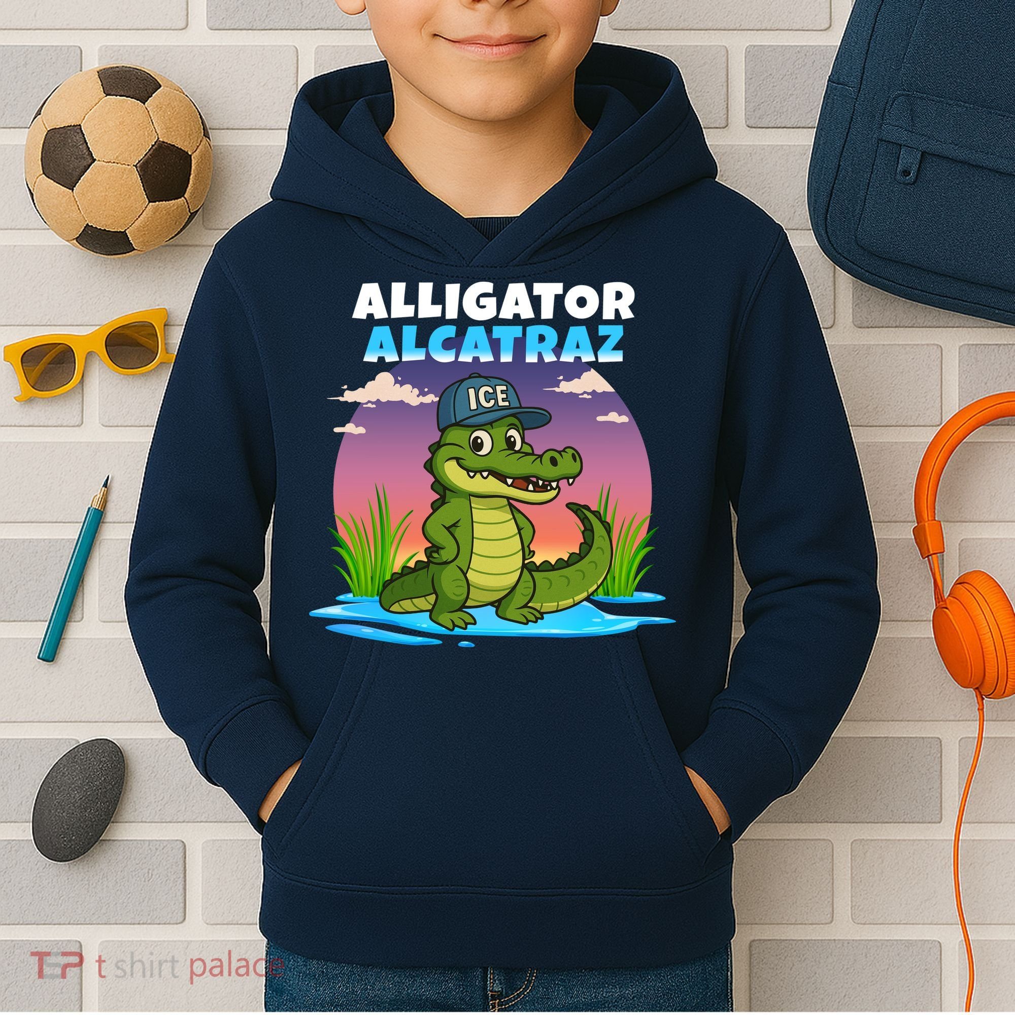 Alligator Alcatraz Sunset Kids Hoodie