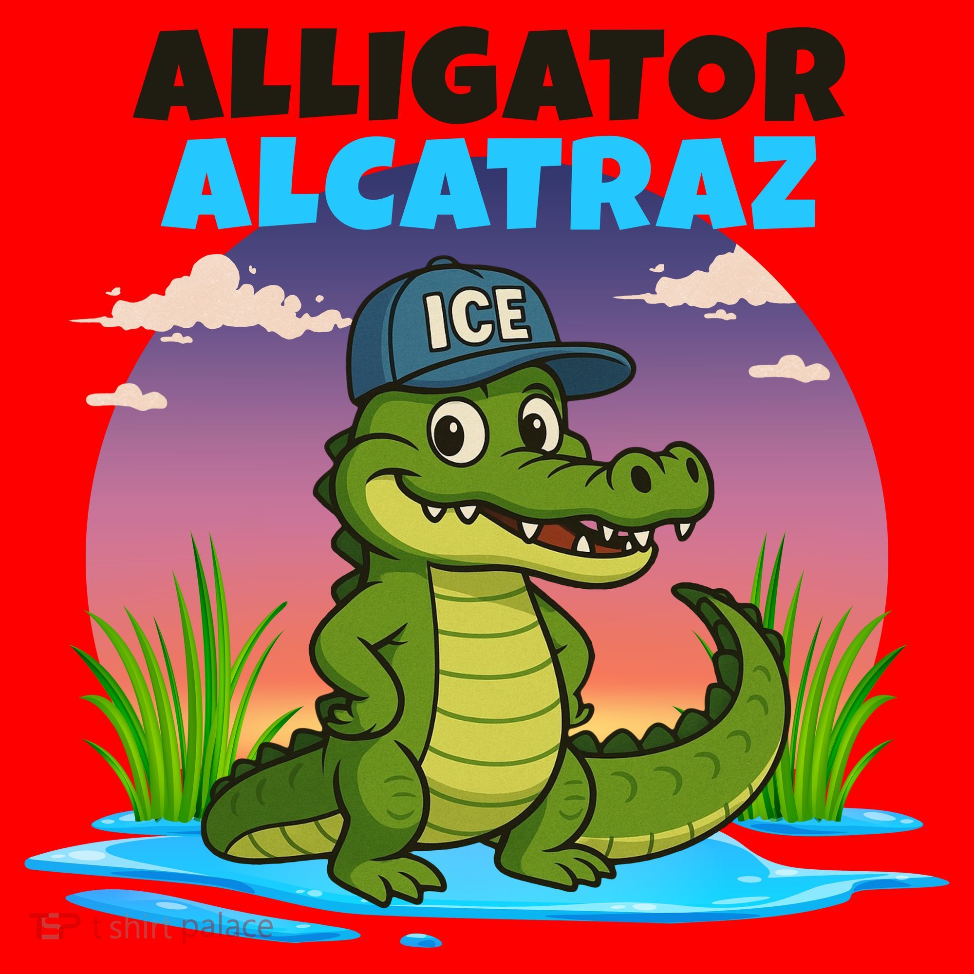 Alligator Alcatraz Sunset Santa Hat