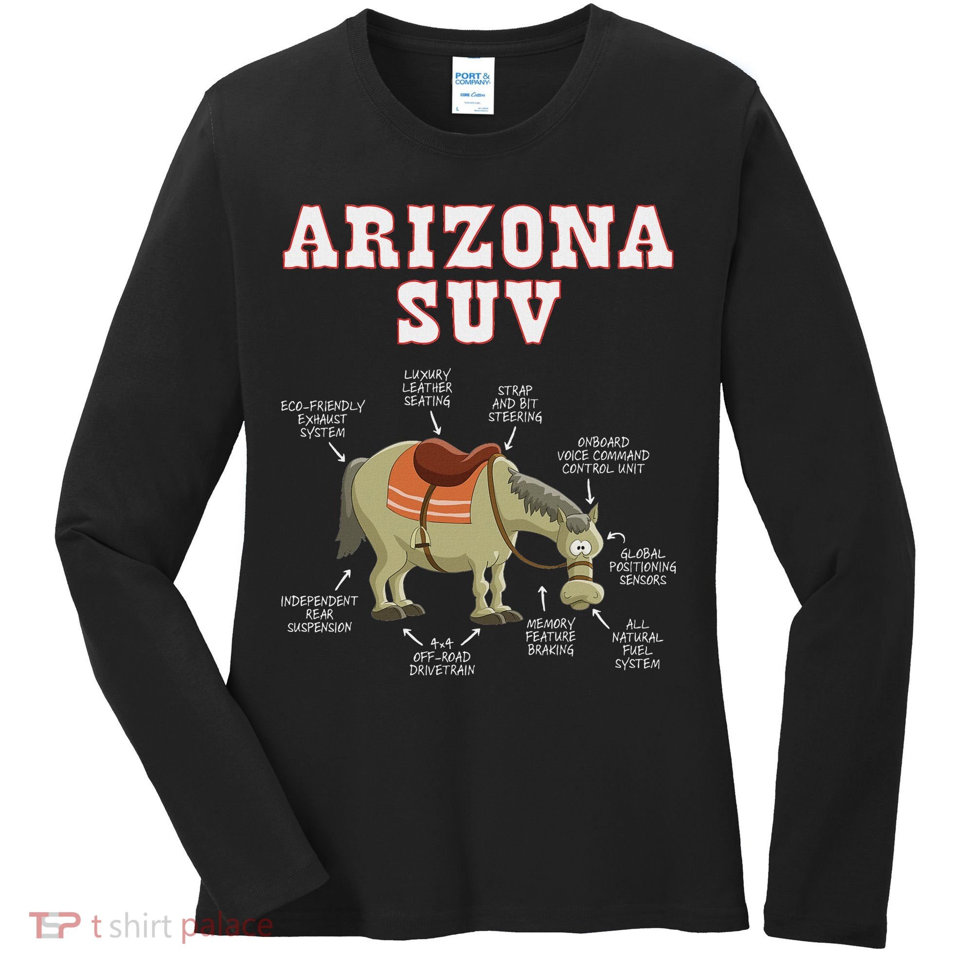 Arizona Az Suv Funny Joke Horse Mule Souvenir Gift Women's Long Sleeve Shirt