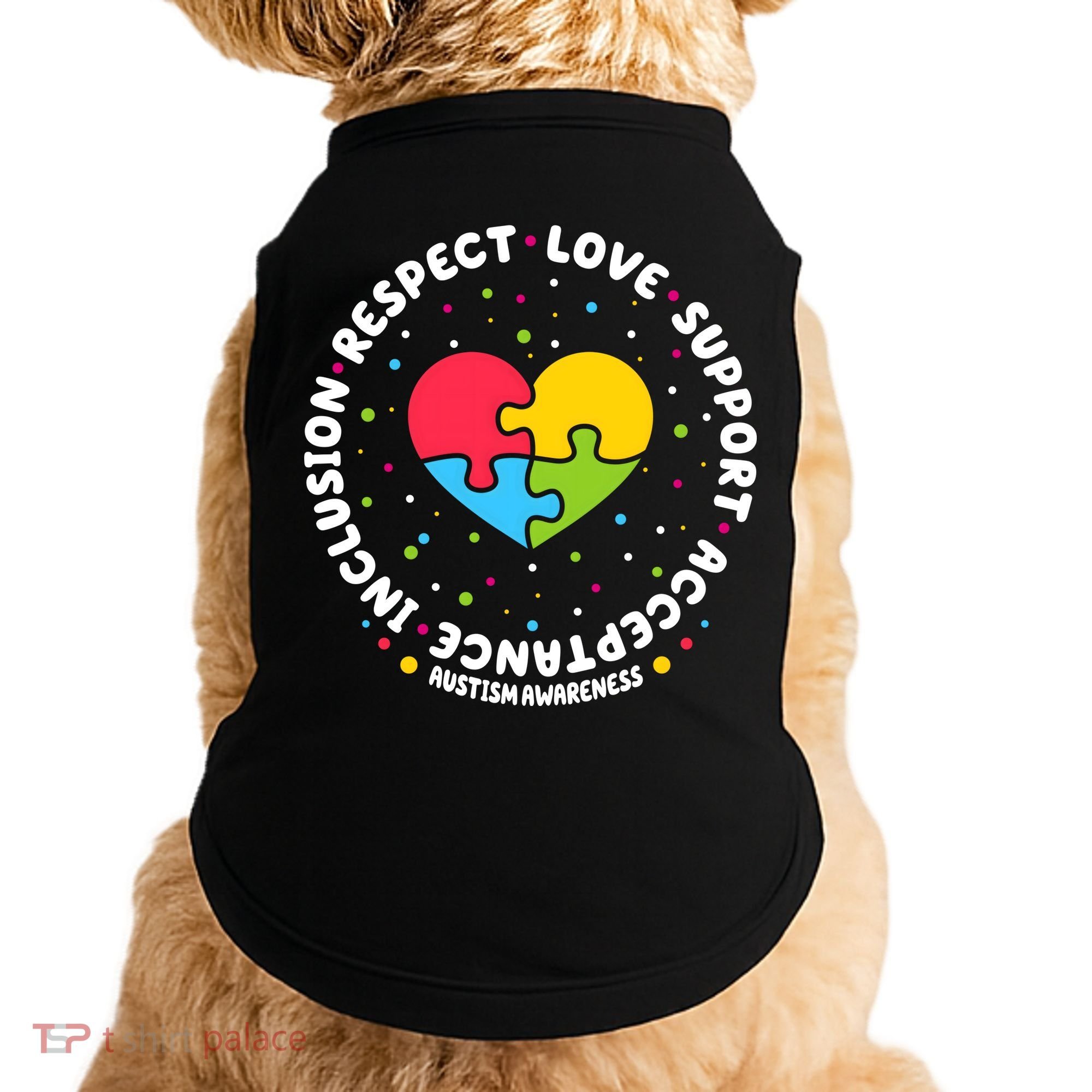 Autism Awareness Support Puzzle Heart Doggie Tank