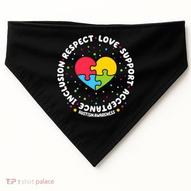 Autism Awareness Support Puzzle Heart USA-Made Doggie Bandana
