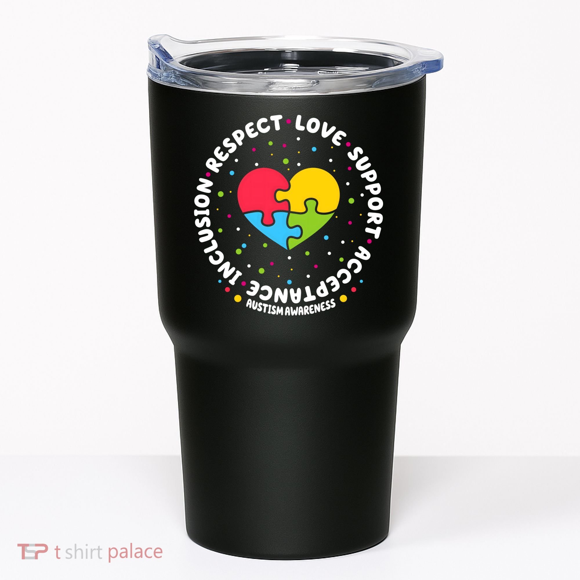 Autism Awareness Support Puzzle Heart Tumbler