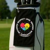 Autism Awareness Support Puzzle Heart Golf Towel thumb 2