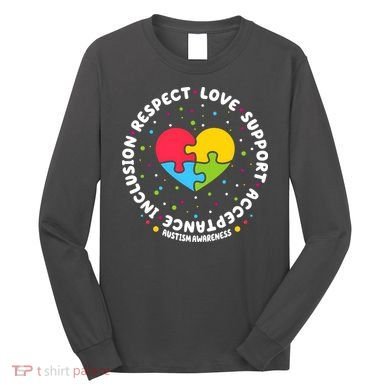 Autism Awareness Support Puzzle Heart Long Sleeve Shirt