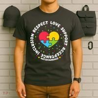 Autism Awareness Support Puzzle Heart T-Shirt thumb 6