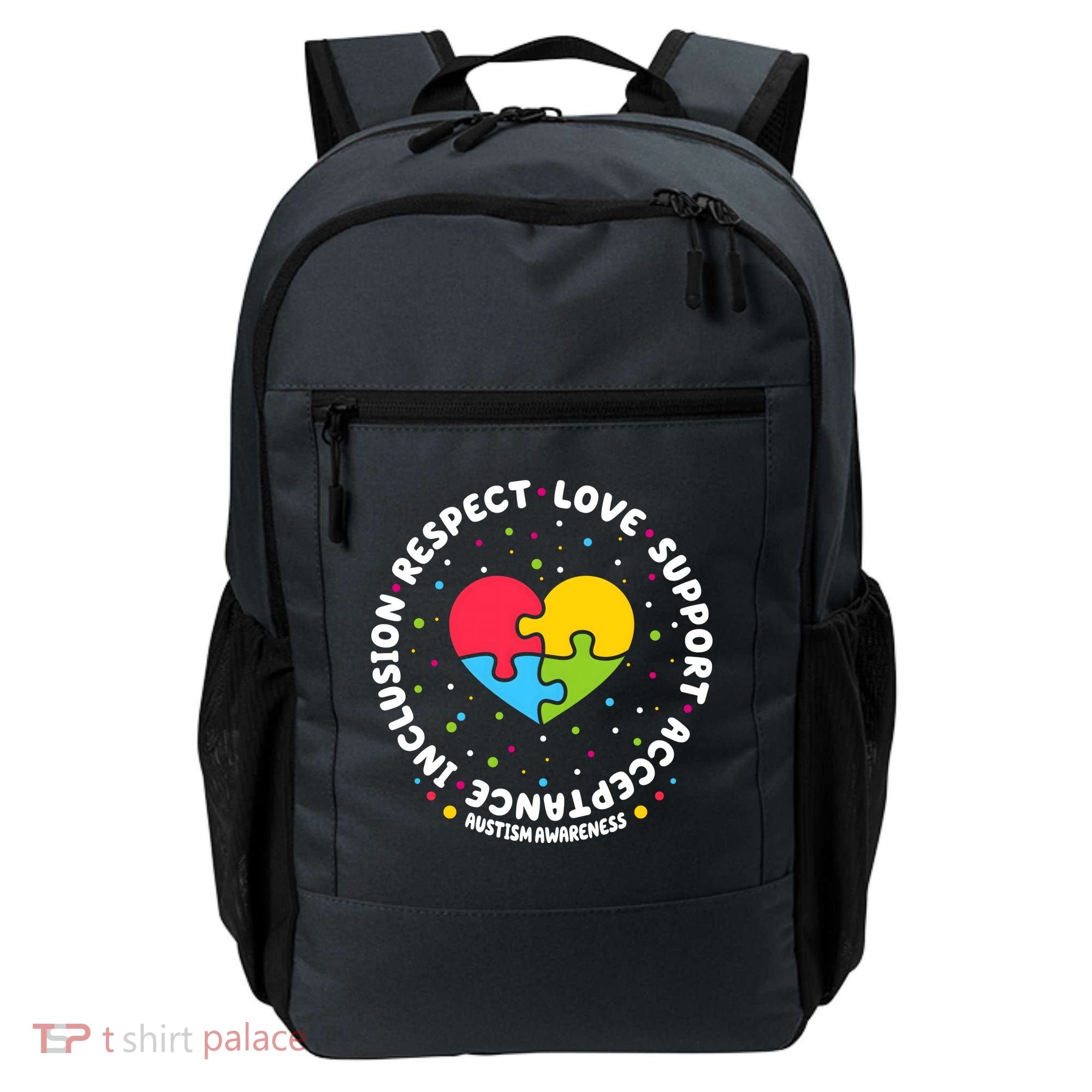 Autism Awareness Support Puzzle Heart Backpack