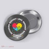 Autism Awareness Support Puzzle Heart Button thumb 0