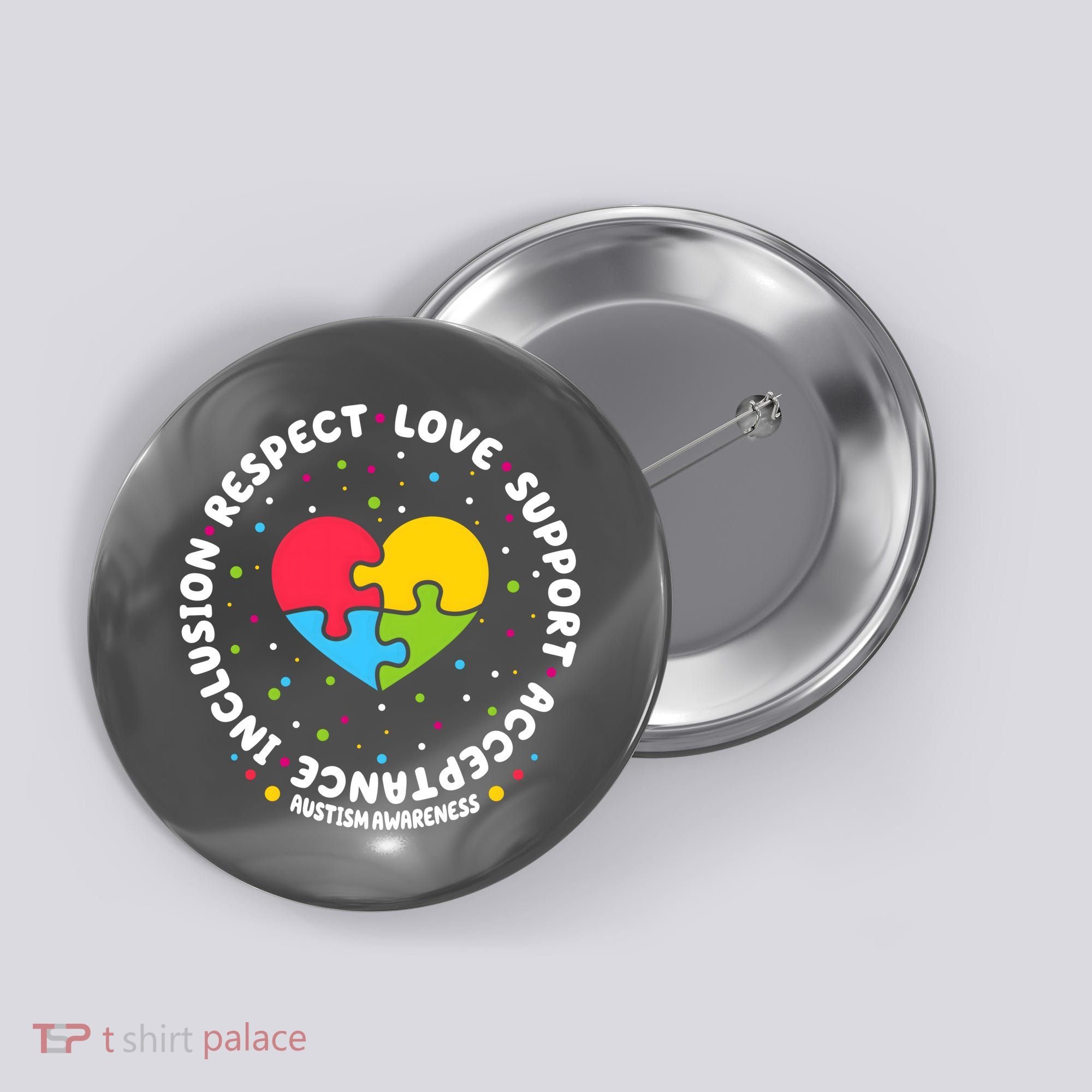 Autism Awareness Support Puzzle Heart Button