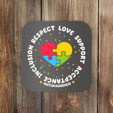 Autism Awareness Support Puzzle Heart Coaster