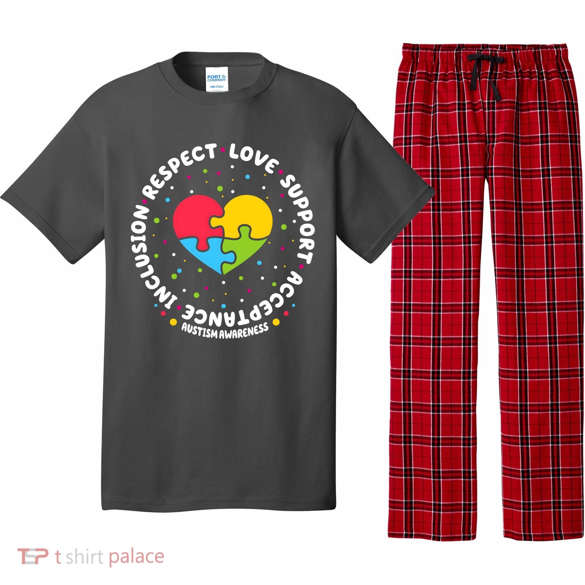 Autism Awareness Support Puzzle Heart Pajama Set