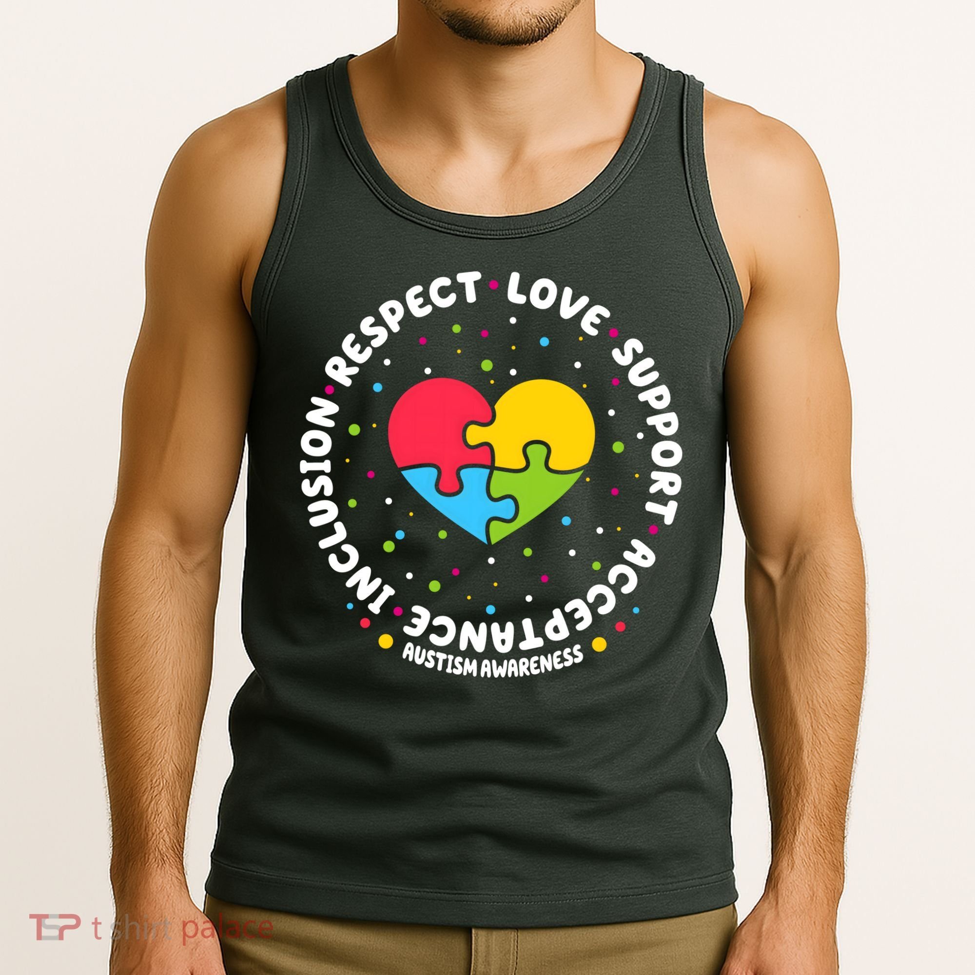 Autism Awareness Support Puzzle Heart Tank Top