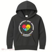 Autism Awareness Support Puzzle Heart Kids Hoodie thumb 0