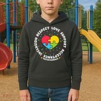 Autism Awareness Support Puzzle Heart Kids Hoodie thumb 2