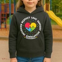 Autism Awareness Support Puzzle Heart Kids Hoodie thumb 3