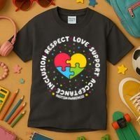 Autism Awareness Support Puzzle Heart Kids T-Shirt thumb 3