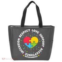 Autism Awareness Support Puzzle Heart Tote Bag thumb 0