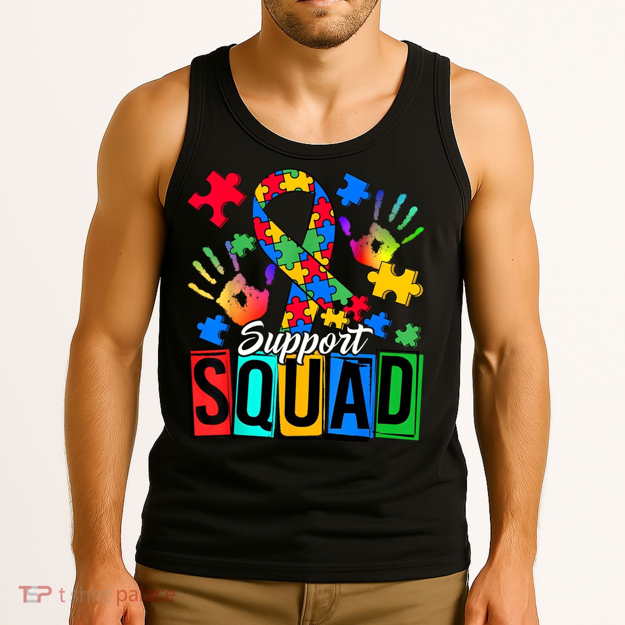 Autism Awareness Support Squad Family Tank Top
