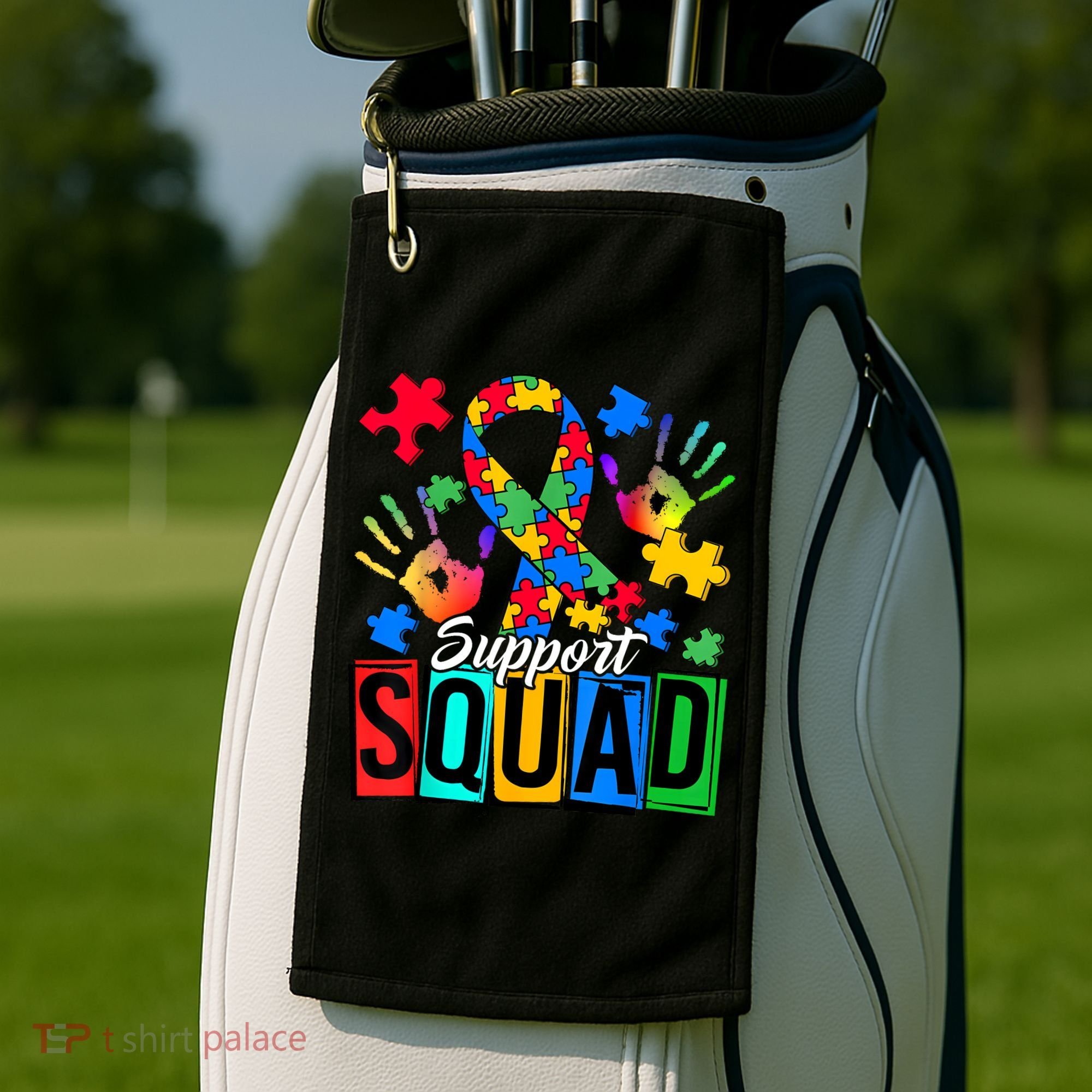 Autism Awareness Support Squad Family Golf Towel