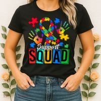 Autism Awareness Support Squad Family Women's T-Shirt thumb 2