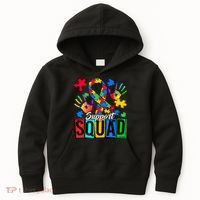 Autism Awareness Support Squad Family Kids Hoodie thumb 0