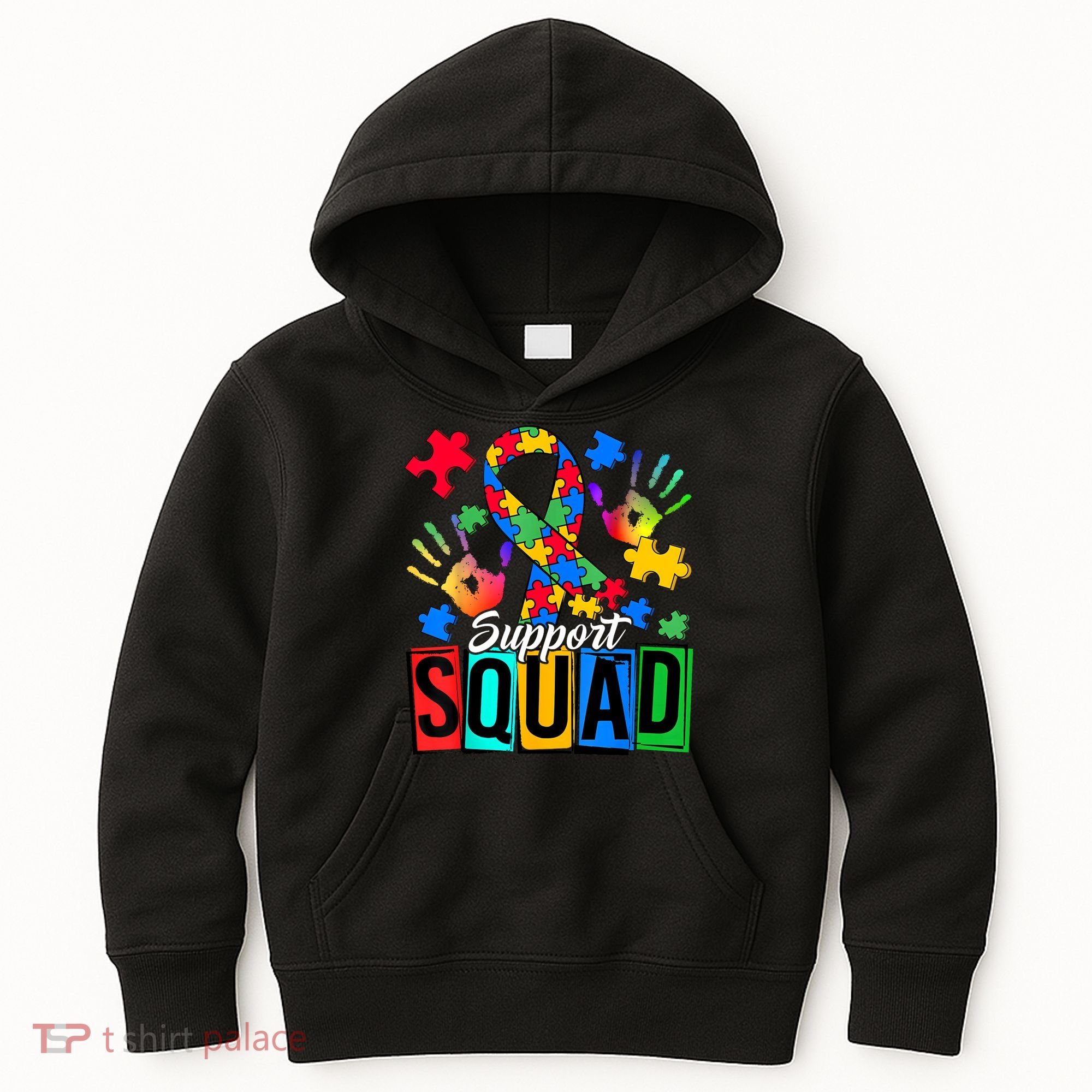 Autism Awareness Support Squad Family Kids Hoodie